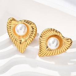 Heart 304 Stainless Steel Stud Earrings&nbsp;EJEW-L287-064G