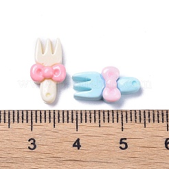 不透明でかわいい樹脂製のデコデンカボション  ミックスカラー  蝶結びのフォーク  14.5x7.5x5mm&nbsp;RESI-B024-03B