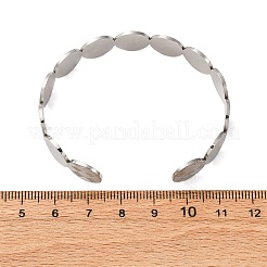 304ステンレススチール製カフバングル  フラットラウンド  ステンレス鋼色  内径：1-3/4x2-1/4インチ（4.5x5.6cm）&nbsp;BJEW-P355-01P