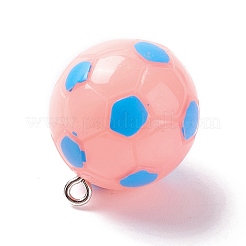不透明樹脂ペンダント  プラチナメッキ鉄ループ付き  サッカー  ピンク  24.5x21.5mm&nbsp;LS-RESI-I042-01F