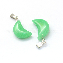 ムーン染め天然マレーシアジェイドのペンダント  プラチナトーンの真鍮パーツ  21~24x12~14x5~6mm  穴：2x7mm&nbsp;LS-G-Q369-15