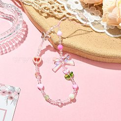 プラスチック携帯ストラップ1個  モバイルアクセサリーの装飾  蝶結び  カラフル  190mm&nbsp;MOBA-SZ0001-19