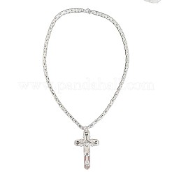 ゴシックスタイルのクロス304ステンレススチールブラックエナメルペンダントビザンチンチェーンネックレス（男性用）  ステンレス鋼色  21.65インチ（55cm）&nbsp;FS-WG287BB-01