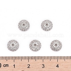 花弁のない半円形/ドーム真鍮マイクロパヴェキュービックジルコニアビーズキャップ  プラチナ  8x3mm  穴：1mm&nbsp;X-ZIRC-D062-P