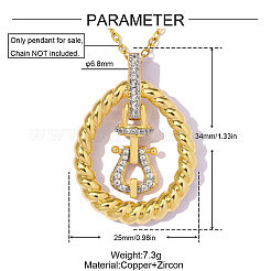 Brass Micro Pave Clear Cubic Zirconia Pendants&nbsp;CU-OY001-82G