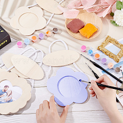4個、4種類のスタイルの未仕上げ天然木製吊り下げフォトフレーム  アートクラフトのためのdiy絵画プロジェクト  花/ハート  パパイヤホイップ  290mm  2個/スタイル&nbsp;AJEW-OC0004-35