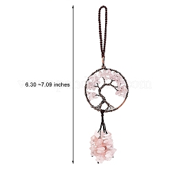 Wire Wrapped Chips Natural Rose Quartz Big Pendant Decorations&nbsp;HJEW-SZ0001-26A