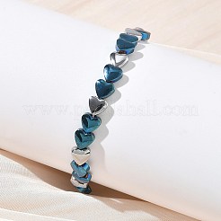 Heart Non-magnetic Synthetic Hematite Link Chain Bracelets for Women&nbsp;BJEW-Z148-07P-01