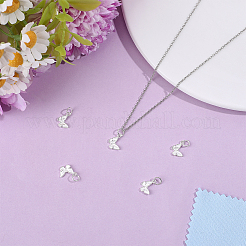 スターリングシルバーチャーム5個925個  銀色のメッキ  丸カン付き  蝶  12x9x1.5mm  穴：3.5mm&nbsp;STER-BBC0009-44A