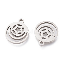 変色しない304ステンレススチールチャーム  レーザー切断  スターとフラットラウンド  ステンレス鋼色  12x10x1mm  穴：1.2mm&nbsp;STAS-A047-20P