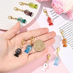9Pcs Handmade Dichroic Foil Lampwork Pendant Decorations&nbsp;HJEW-YW00254