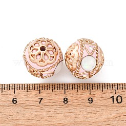 手作り樹脂インドネシアラウンドビーズ  合金ラインストーンパーツ  ラウンド  ミスティローズ  16x17x16mm  穴：1.8mm&nbsp;IPDL-P005-06KCG-01