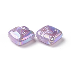 レインボー虹色メッキアクリルビーズ  キラキラビーズ  文字h模様の菱形  紫色のメディア  29.5x29.5x14mm  穴：3.2mm&nbsp;LS-OACR-A010-06A