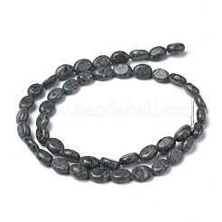 天然なワニ皮碧玉ビーズ連売り  オーバル  8x6x3.5~4mm  穴：1mm  約45~52個/連  15.16~15.74インチ（38.5cm）&nbsp;G-Z006-A05