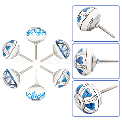 6Pcs 3 Styles Printing Porcelain Drawer Knobs&nbsp;FIND-GA0001-29B