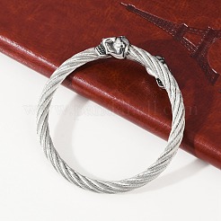 Skull 304 Stainless Steel Twisted Rope Shape Bangles for Women Men&nbsp;BJEW-D304-02AS-02