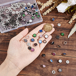 50セット10スタイルの真鍮スナップボタン  樹脂と  衣服のボタン  コスチュームジャケットコートアクセサリー用  ミックスカラー  9~10x2~5mm  5セット/スタイル&nbsp;FIND-NB0004-07