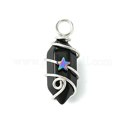 Natural Mixed Stone Double Terminal Pointed Pendants&nbsp;PALLOY-JF02802-03