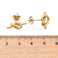 ノット 304 ステンレススチール スタッド イヤリング  ゴールドカラー  16.5x7mm&nbsp;EJEW-Z150-01G