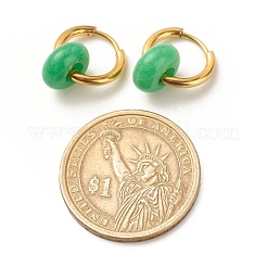 Rondelle Natural Malaysia Jade Beded Hoop Earrings&nbsp;EJEW-JE04937