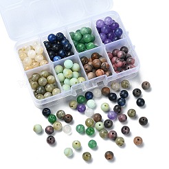 160個8スタイルアクリルビーズ  天然石風  ラウンド  ミックスカラー  8mm  穴：1.8mm  20個/スタイル&nbsp;OACR-YW0001-83