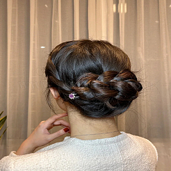 合金ヘアフォーク20個  ラインストーン付き  花  フクシア  68x11mm&nbsp;OHAR-LP0004-06