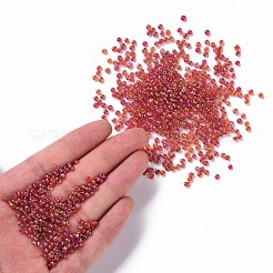 ラウンドガラスシードビーズ  透明色の虹  ラウンド  レッド  8/0  3mm  穴：1mm  約10000個/ポンド&nbsp;SEED-A007-3mm-165