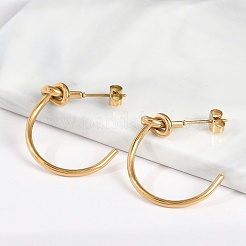 PVD 真空メッキ 304 ステンレススチール ノット スタッド イヤリング 女性用  18KGP本金メッキ  24.5x5.5mm&nbsp;EJEW-R002-02G
