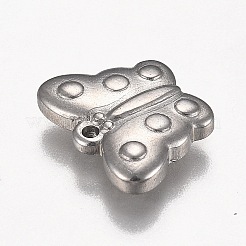 変色しにくい304ステンレススチールペンダント  蝶  ステンレス鋼色  13x17x3.5mm  穴：1.5mm&nbsp;STAS-Z012-24P