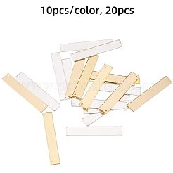 真鍮チャーム  長方形  ミックスカラー  6x35x0.8mm  穴：1mm  10個/カラー  20個/箱&nbsp;KK-PH0036-06