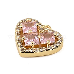 Brass Micro Pave Pink Cubic Zirconia Charms&nbsp;CU-CBAF17A-10G
