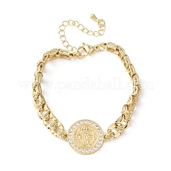 Brass Micro Pave Clear Cubic Zirconia Link Bracelets for Women&nbsp;BJEW-G769-01G
