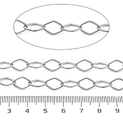 304ステンレススチール菱形リンクチェーン  ハンダ付け  スプールで  ステンレス鋼色  11x7x1mm&nbsp;CHS-L019-10P