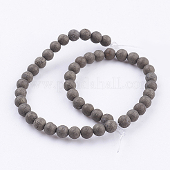 天然石パイライトビーズ連売り  ラウンド  艶消し  10mm  穴：1mm  約37個/連  15インチ&nbsp;G-P303-03-10mm-16