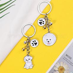 Wewaysmile 犬用キーホルダー 2個 車用キーホルダー ペット用ペンダント キーリング 可愛い犬用キーリング ポータブル メタルキーホルダー ペット愛好家へのギフト 誕生日 子犬テーマ パーティー用品 (ビションフリーゼ)  プラチナ  9.8x2.96cm&nbsp;JX798A