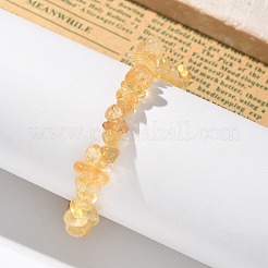 チップス天然シトリンビーズのストレッチブレスレット  1-3/4インチ（4.5cm）&nbsp;X-BJEW-JB01826-08