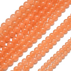 天然石マレーシアジェイドビーズ連売り  染め＆加熱  ラウンド  オレンジ  4~4.5mm  穴：0.8mm  約85~88個/連  14.57~14.96インチ（37~38cm）&nbsp;G-L645-C01-4mm-20