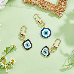 3Pcs 3 Styles Evil Eye Alloy Enamel Pendant Decoration&nbsp;KEYC-DC0001-22