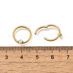 304ステンレススチール製クリアキュービックジルコニア菱形フープノーズリング  ゴールドカラー  13.5x12.5x3.5mm  内径：10mm&nbsp;AJEW-D306-12G