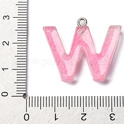 蓄光樹脂チャーム  暗闇で光る  プラチナメッキループ付き  文字L  文字W  23.5x28x5mm  穴：1.8mm&nbsp;RESI-I059-W01