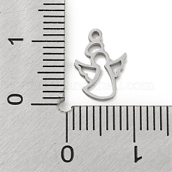 変色しないレーザーカット304ステンレススチールチャーム  エンジェルチャーム  ステンレス鋼色  11x8x1mm  穴：1.2mm&nbsp;STAS-G323-04P