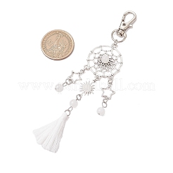 Natural & Dyed Malaysia Jade Bead & Alloy Pendant Decoration&nbsp;HJEW-JM02937-02
