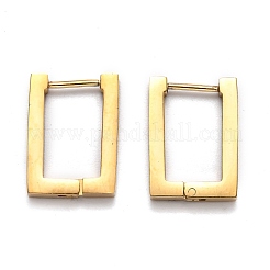 304ステンレススチール長方形ハギーフープピアス  ゴールドカラー  17.5x12.5x3mm  ピン：1mm&nbsp;STAS-H156-10B-G