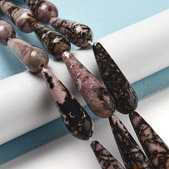 天然石ロードナイトビーズ連売り  ティアドロップ  30~30.5x10~10.5mm  穴：1.4mm  約6個/連  7.13~7.20インチ（18.1~18.3cm）&nbsp;G-P528-H16-01