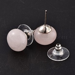 クォーツスタッドのピアスローズ  プラチナトーンの真鍮パーツ  21.5x12mm  ピン：0.7mm&nbsp;X-G-F267-09H