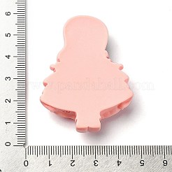 漫画の女の子の不透明樹脂デコデンカボション  人形  ライトコーラル  51.5x40x11mm&nbsp;RESI-S392-05A-01
