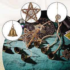 2Pcs 2 Style Brass & Iron Witch Bells Wind Chimes Door Hanging Pendant Decoration&nbsp;AJEW-GA0005-69