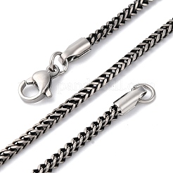 2mm 304 ステンレススチール ウィートチェーンネックレス  ガンメタ色  23.94インチ（60.8cm）&nbsp;NJEW-Q013-15B