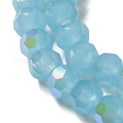 ジェイド風ガラスビーズ連売り  ファセット（32ファセット）  ラウンド  空色  4mm  穴：0.8mm  約87~93個/連  32~33cm&nbsp;LS-EGLA-A035-J4mm-L04