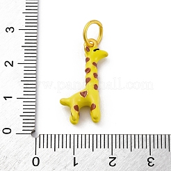 合金エナメルチャーム  丸カン付き  ゴールドカラー  キリン  24.5x12.5x5.5mm  穴：5.5mm&nbsp;X-ENAM-E362-03E